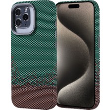 iPhone 15 Pro Kılıf Magsafe Şarj Özellikli Karbon Fiber Görünümlü Zore Nekst Kapak - Yeşil