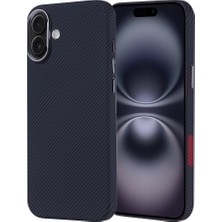 iPhone 16 Plus Kılıf Magsafe Şarj Özellikli Karbon Fiber Görünümlü Zore Nekst Kapak - Siyah