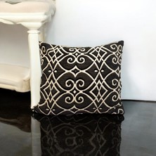 Q Collection Siyah Beyaz Klasik Desenli Dekoratif Kırlent Kılıfı - 45 x 45  cm