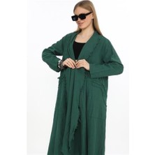 Bohomiyan Uzun Saçaklı Keten Kaftan & Kap