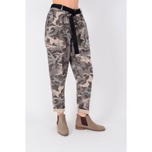 Italyan Kemerli Kamuflaj Desenli Şalvar Gabardin Pantolon (36-46 Beden)