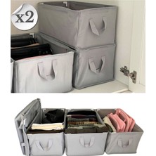 2 Adet 45X30X20 Büyük Dolap Içi Düzenleyici Raf Düzenleyici Saklama Katlanabilir Kıyafet Organizeri