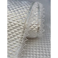 Beyaz 60 CMX10 mt Silver Su Taşı Detay Lüx Saten Kapitone Raf Örtüsü /çekmece Örtüsü /dolap Içi Ört