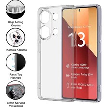 Evax (Tıpalı Şeffaf) Xiaomi Redmi Note 13 Pro 4g Kamera Koruyuculu Şarj Yeri Tıpalı Yumuşak Silikon Kılıf