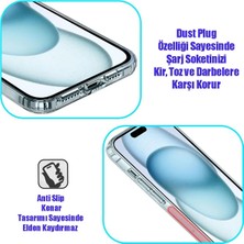 (Tıpalı Şeffaf) Iphone 15 Kamera Koruyuculu Şarj Yeri Tıpalı Yumuşak Şeffaf Silikon Kılıf