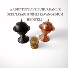 Be Beauty Siyah & Bronz Renk 2 Adet Mangal Tasarımlı Metal Tütsü & Buhurdanlık Seti (Simli Mum Hediyeli) MOD13