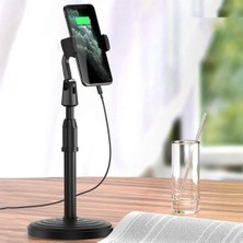 Teknoliman 360 Derece Döndürülebilir Masaüstü Teleskopik Telefon Standı Çok Fonksiyonlu Telefon Tutucu