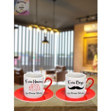 Asay Baskı Evin Beyi Evin Hanımı  Kişiye Özel Türk Kahve Fincanı