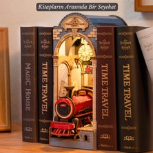 Novi Hobby Minyatür Zaman Yolculuğu Kitaplık Dekorasyonu | Ahşap Zaman Yolculuğu Booknook Maketi | 3D Puzzle