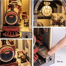 Novi Hobby Minyatür Zaman Yolculuğu Kitaplık Dekorasyonu | Ahşap Zaman Yolculuğu Booknook Maketi | 3D Puzzle