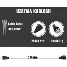 VoltEV 5 Metre Taşınabilir Ev Tipi Şarj Cihazları Için Uzatma Kablosu