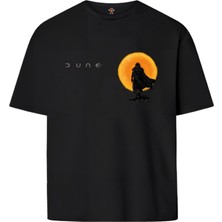 Book OrBook Dune Çöl Gezegeni Ön Tasarım  Çift Iplik Dokumalı Rahat Kalıp PAMUK T-Shirt