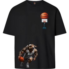 Book OrBook Basketbull  Çift Iplik Dokumalı Rahat Kalıp PAMUK T-Shirt
