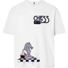 Book OrBook Stefan Zweig Satranç Çapraz Tasarım  Çift Iplik Dokumalı Rahat Kalıp Pamuk T-Shirt