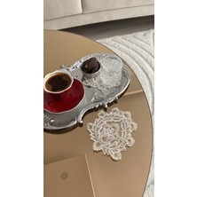 Lotus Model Dekoratif  Dantel Kahve Kokteyl 6'lı Sunum Peçetesi