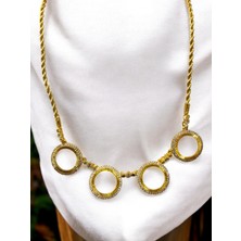 Polo Steel Çeyrek Yuvalı 4’lü Kolye - Altın Kaplama