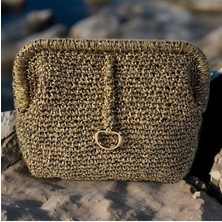 Bright3 Altın Renkli Simli Abiye Clutch , Portföy Çanta, Astarlı , El Yapımı, Elde Örme, Metal Gizli Burslu