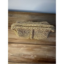 Bright3 Altın Renkli Simli Abiye Clutch , Portföy Çanta, Astarlı , El Yapımı, Elde Örme, Metal Gizli Burslu
