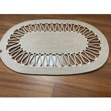 Bright3 Jüt , Hasır, Banyo Paspası, Bohem Paspas , Klozet Önü, Yolluk, Dekor, Oval