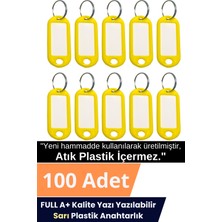 Jobal Plastik Anahtarlık Etiket Kimlik Isimlik Yazı Yazmalık Emlakçı Anahtarlığı Sarı Renkli 100 Adet