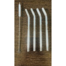 4 Lü Şeffaf Eğimli Cam Pipet Isıya Dayanıklı ve 1 Adet Temizleme Fırçası