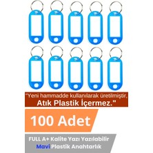 Jobal Plastik Anahtarlık Etiket Kimlik Isimlik Yazı Yazmalık Emlakçı Anahtarlığı Mavi Renkli 100 Adet