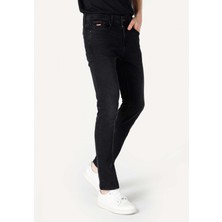 Straight Fit Düşük Bel Düz Paça Erkek Siyah Jean Pantolon