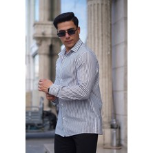 Jack Caprio Erkek Çizgili Gömlek Regular Fit Kalıp  Kumaş Pamuk Likralı