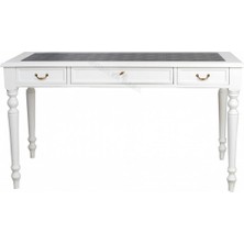 Mobilya Baba Tornalı Country Beyaz Ahşap Çalışma Masası – 140 cm