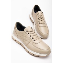 Hakiki Deri Erkek Günlük Ayakkabı Bej H Model Eva Taban