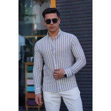 Jack Caprio Erkek Gofre Kumaş %50 Likra %50 Pamuk Terletme Yapmaz Kolay Ütülenir Yazlık Gömlek