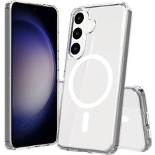 Samsung Galaxy S25 Kılıf Magsafe Şarj Özellikli Şeffaf Sert Pc Zore Embos Kapak