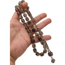 Han Ticarethane Özel Model Gri Renk İşlemeli Toz Kehribar Tesbih