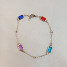Crystal Atelier Gümüş Rodyumlu Renkli Sıra Taşlı Bileklik