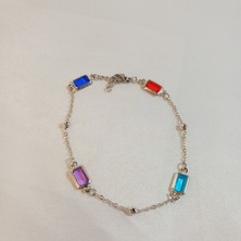 Crystal Atelier Gümüş Rodyumlu Renkli Sıra Taşlı Bileklik