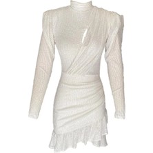 Elifnaz Moda Evi Payetli Boğazlı Fırfırlı Elbise