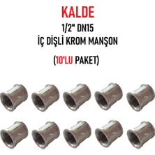 Kalde (10'lu Paket) 1/2"DN15 Sarı/krom Manşon İç Dişli (Dişi) - Chrome Threaded Sleeve
