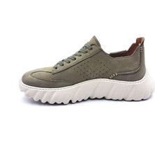 Marcomen M21337 Hakiki Nubuk Deri Boost Foam Yüksek Taban Haki Yeşil Erkek Günlük Sneaker Ayakkabı