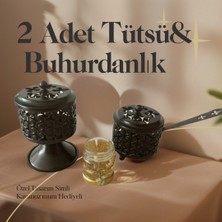 Be Beauty 2 Adet Siyah Renk Şık Tasarımlı Metal Tütsü & Buhurdanlık Seti (Simli Mum Hediyeli) Mod7