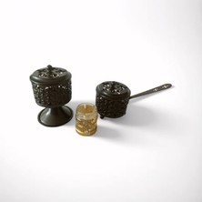 Be Beauty 2 Adet Siyah Renk Şık Tasarımlı Metal Tütsü & Buhurdanlık Seti (Simli Mum Hediyeli) Mod7