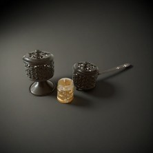 Be Beauty 2 Adet Siyah Renk Şık Tasarımlı Metal Tütsü & Buhurdanlık Seti (Simli Mum Hediyeli) Mod7