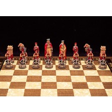 Magnet Depo Camelot Temalı Lüks Satranç Oyunu Orta Boy ve Yenigün Düz Satranç Tahtası Orta Boy Şah 8 cm