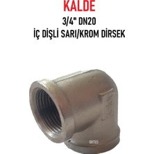 Kalde 3/4" DN20 Sarı/krom Dirsek İç Dişli (Dişi) - Brass Internal Thread Elbow