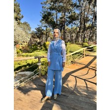 Ceket Yaka Tokalı Ikili Yelek Takım
