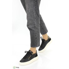 Mammamia Kadın Spor Tarz Ortopedik Günlük  Deri Fermuarlı Ayakkabı M26YA555