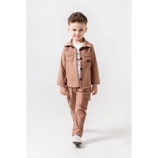 Miniğimin Cicileri Paraşüt Esnek Brokly Baskılı Erkek Çocuk 3 lü takım - Kahverengi