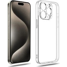 Evax (Tıpalı Şeffaf) Apple iPhone 15 Pro Max Kamera Koruyuculu Şarj Yeri Tıpalı Yumuşak Şeffaf Silikon Kılıf