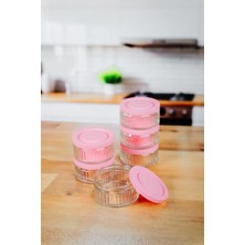 6'LI Premium Cam Saklama Kabı Set 140 cc | Gri Plastik Kapaklı Saklama Kabı, Hava Geçirmez
