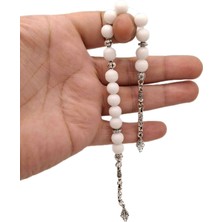 Han Ticarethane Mat Beyaz 15 Taneli Cam Zaza Tesbih