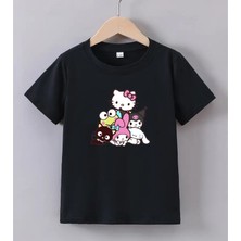 Kaliteli Pamuk Penye Unisex Erkek Kız  Çocuk Baskılı Tshirt 5 6 7 8 9 10 11 12 13 14 Yaş Hellokitty